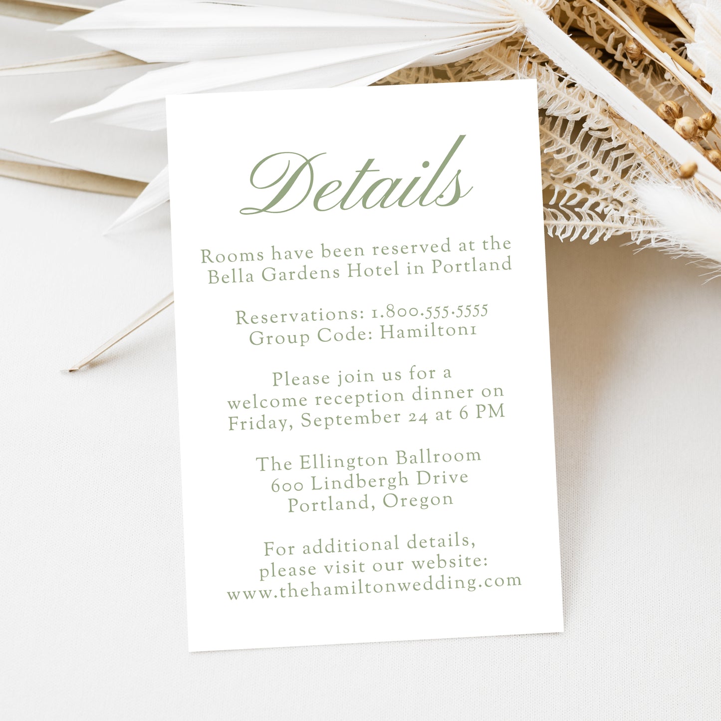 Elegant Green Chinoiserie Wedding Suite | Corjl Template