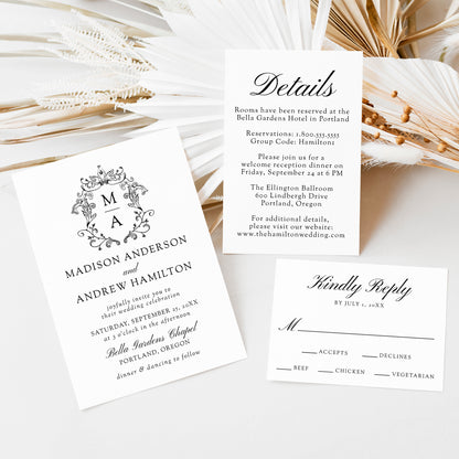 Elegant Black Chinoiserie Wedding Suite | Corjl Template