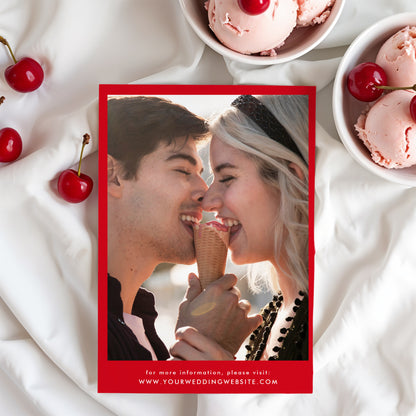 Whimsical Ice Cream Cone Photo Wedding Save the Date | Corjl Template